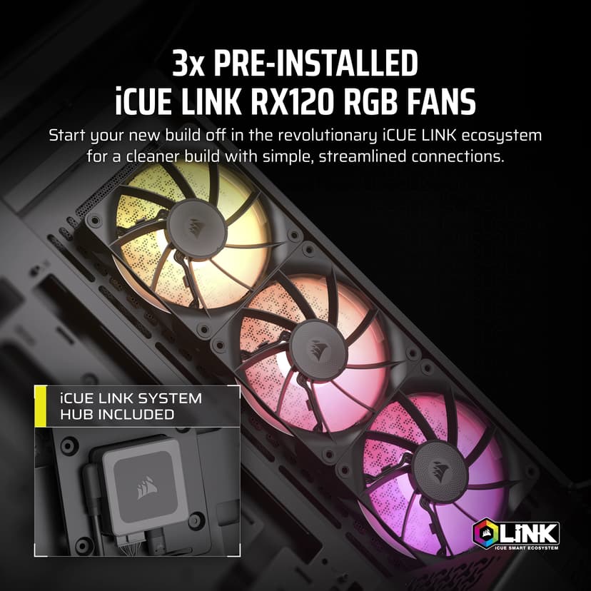Corsair 3500X ARGB Glass iCue Link Midi Tower Svart