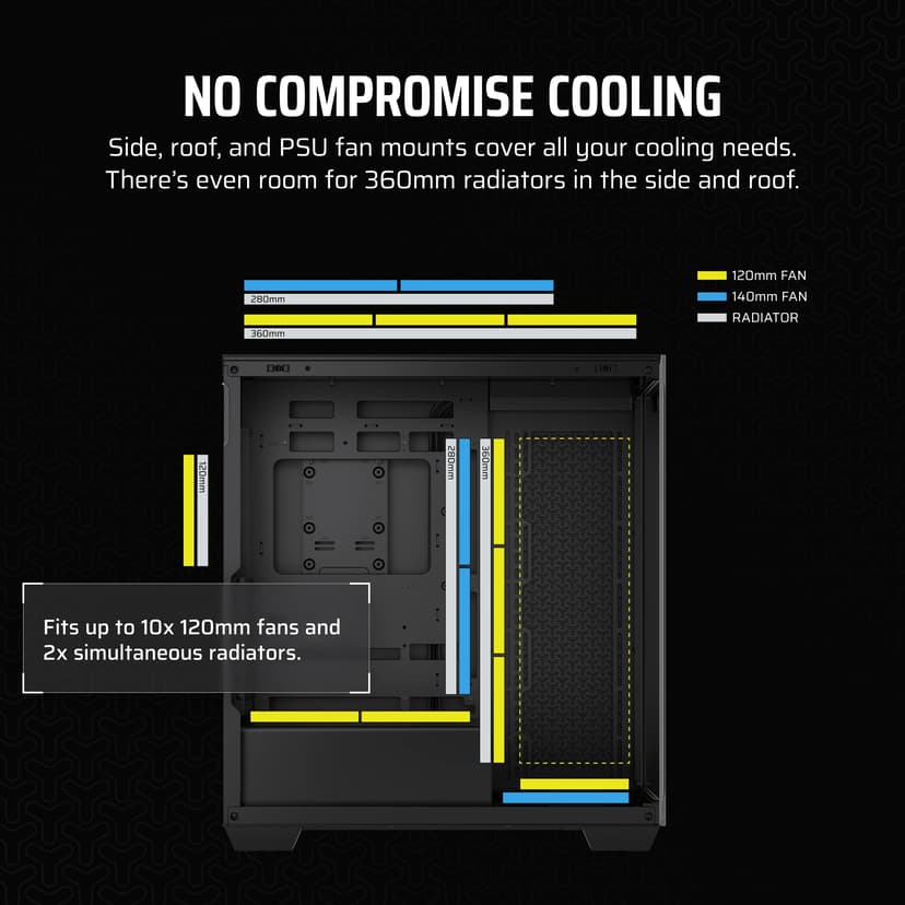 Corsair 3500X Glass Midi Tower Sort