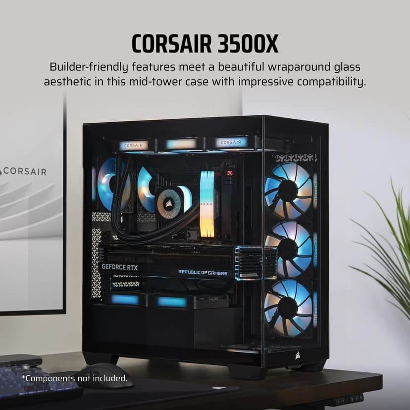 Corsair 3500X Glass Midi Tower Sort