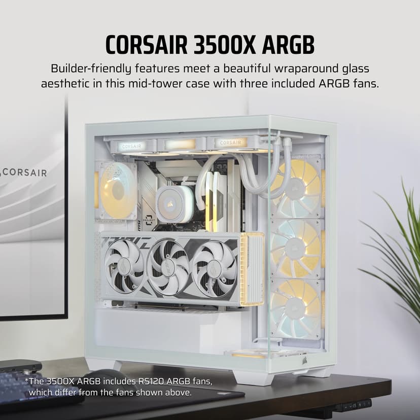Corsair 3500X ARGB Glass Midi Tower Hvit