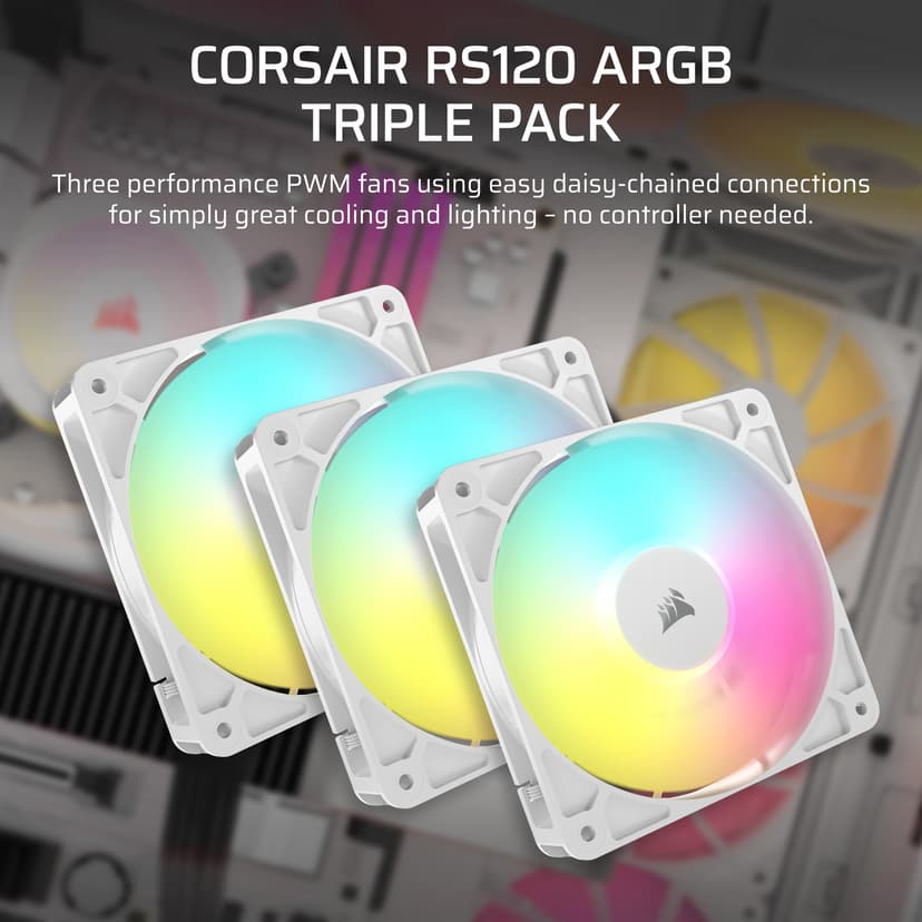 Corsair RS120 ARGB 120MM ARGB 3-P Vifte Hvit