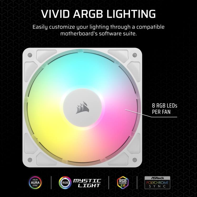 Corsair RS120 ARGB 120MM ARGB 3-P Tuuletin Valkoinen
