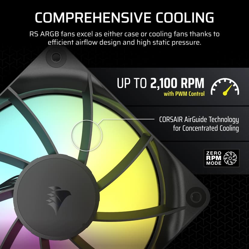 Corsair RS120 ARGB 120MM ARGB Fläkt Svart