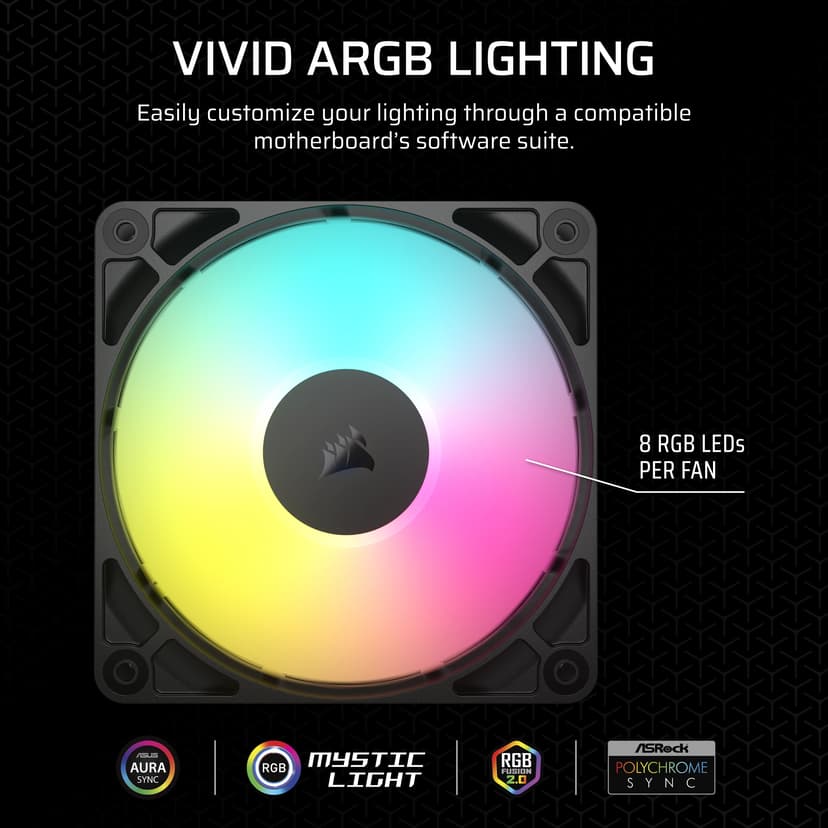 Corsair RS120 ARGB 120MM ARGB 3-P Tuuletin Musta