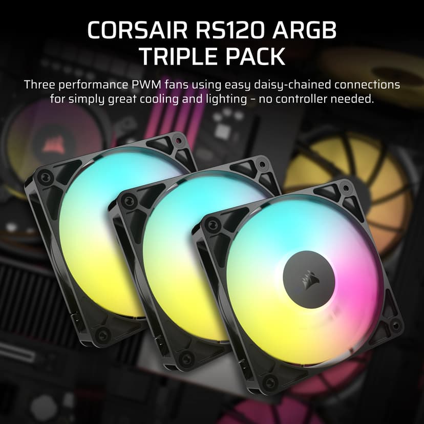 Corsair RS120 ARGB 120MM ARGB 3-P Vifte Svart