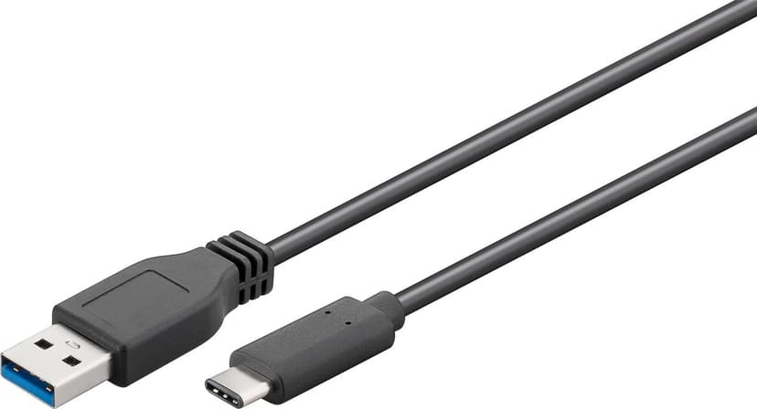 Microconnect USB Type C - USB 3.0 Type A 2m - Black 2m USB C USB A Sort