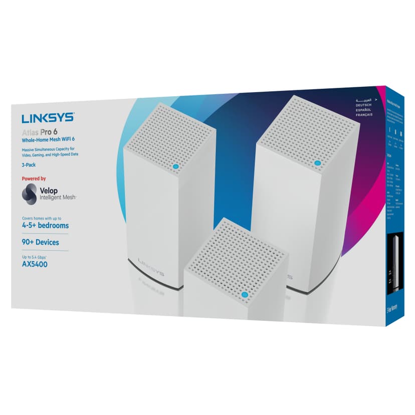 Linksys Atlas Pro 6 Dual-Band AX5400 Mesh WiFi 6 Router 3-pakning