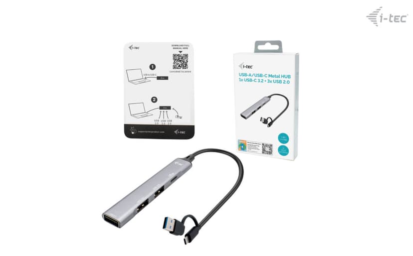 I-Tec 4 port USB-HUB USB 3.2 Gen 1 (3.1 Gen 1) Type-A + Type-C USB 2.0, USB Type-C
