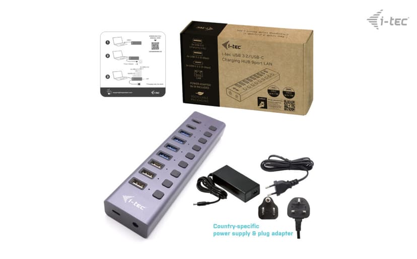 I-Tec USB-A/USB-C Charging HUB 9port W/LAN 60W