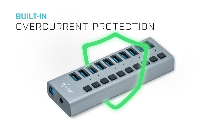 I-Tec USB 3.0 Charging HUB 10port 48W Harmaa 1m