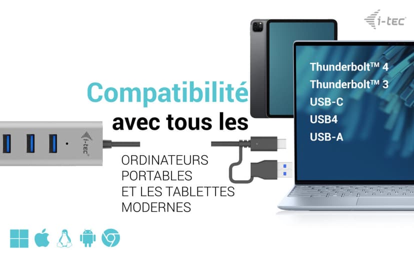I-Tec C31HUBMETAL703 gränssnittshubbar USB 3.2 Gen 1 (3.1 Gen 1) Type-C 5000 Mbit/s Grå