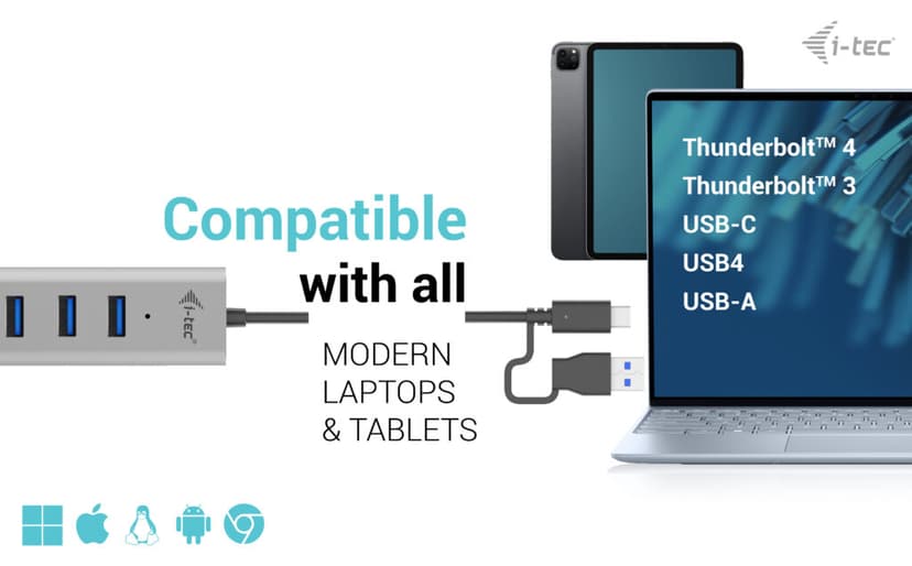 I-Tec C31HUBMETAL703 keskitin USB 3.2 Gen 1 (3.1 Gen 1) Type-C 5000 Mbit/s Harmaa