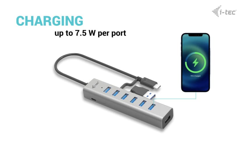 I-Tec C31HUBMETAL703 grensesnitt-hub USB 3.2 Gen 1 (3.1 Gen 1) Type-C 5000 Mbit/s Grå