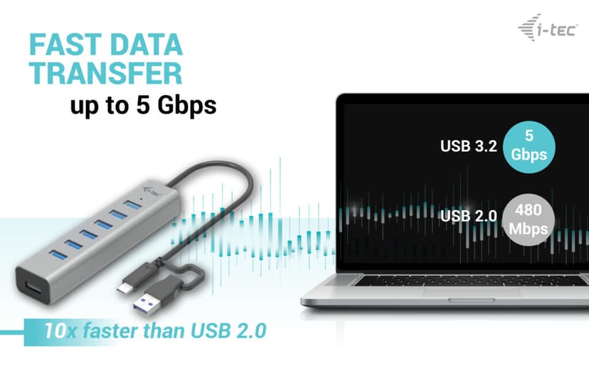 I-Tec C31HUBMETAL703 gränssnittshubbar USB 3.2 Gen 1 (3.1 Gen 1) Type-C 5000 Mbit/s Grå