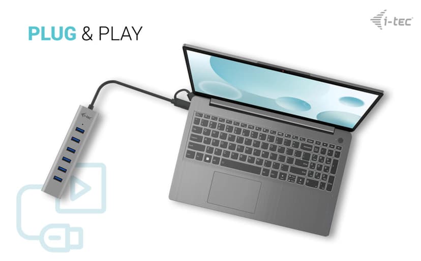 I-Tec C31HUBMETAL703 keskitin USB 3.2 Gen 1 (3.1 Gen 1) Type-C 5000 Mbit/s Harmaa
