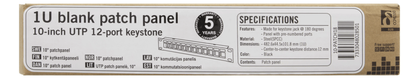 Deltaco Kytkentäpaneeli Musta 1U