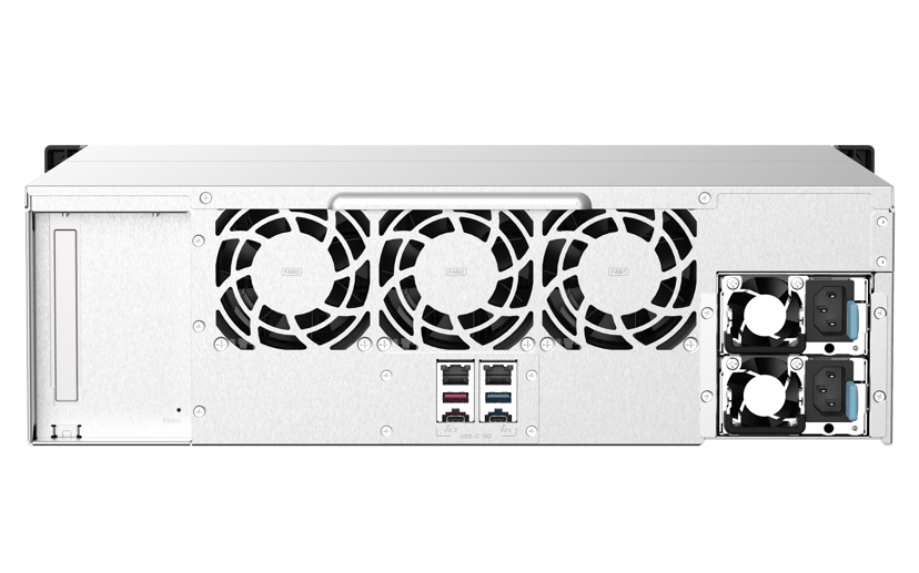 QNAP TS-1673AU-RP-16G NAS & lagringsserver Stativ (3U) Ryzen Embedded V1500B 16 GB DDR4 0 TB QNAP QTS Sort, Grå