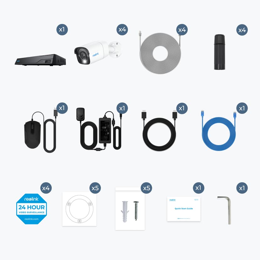 Reolink NVS8-8MB4 Security System 8Ch NRV + 4x P330 4K PoE Kamera