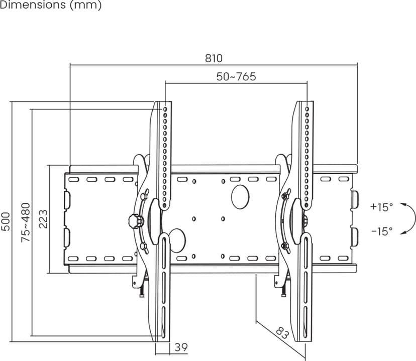 Prokord Veggbrakett Tilt Heavy-Duty 37-86" | Opp til 75 kg
