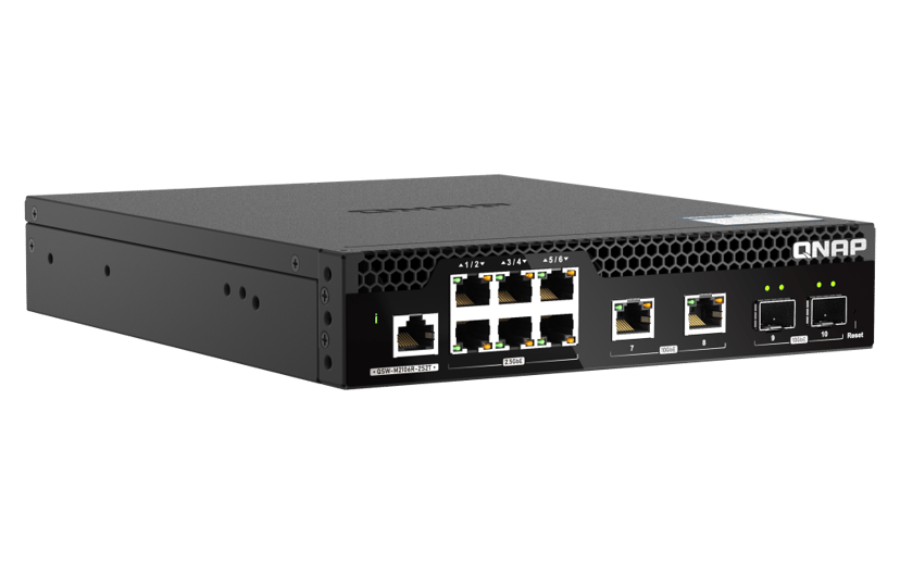 QNAP QSW-M2106R-2S2T nätverksswitchar hanterad L2 10G Ethernet (100/1000/10000) 1U Svart