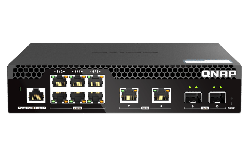 QNAP QSW-M2106R-2S2T nettverkssvitsj Håndtert L2 10G Ethernet (100/1000/10000) 1U Sort
