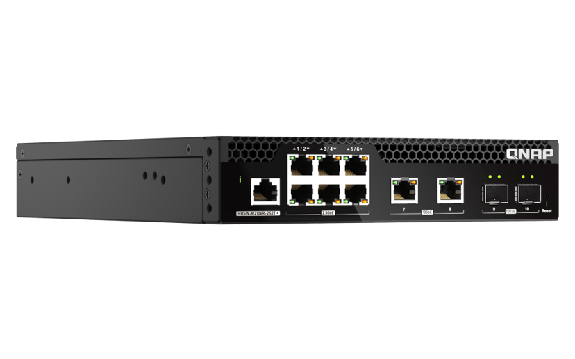 QNAP QSW-M2106R-2S2T nettverkssvitsj Håndtert L2 10G Ethernet (100/1000/10000) 1U Sort
