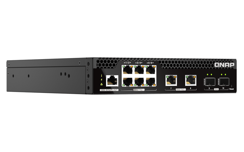 QNAP QSW-M2106PR-2S2T nettverkssvitsj Håndtert L2 10G Ethernet (100/1000/10000) Strøm over Ethernet (PoE) 1U Sort