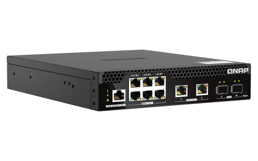 QNAP QSW-M2106PR-2S2T nettverkssvitsj Håndtert L2 10G Ethernet (100/1000/10000) Strøm over Ethernet (PoE) 1U Sort