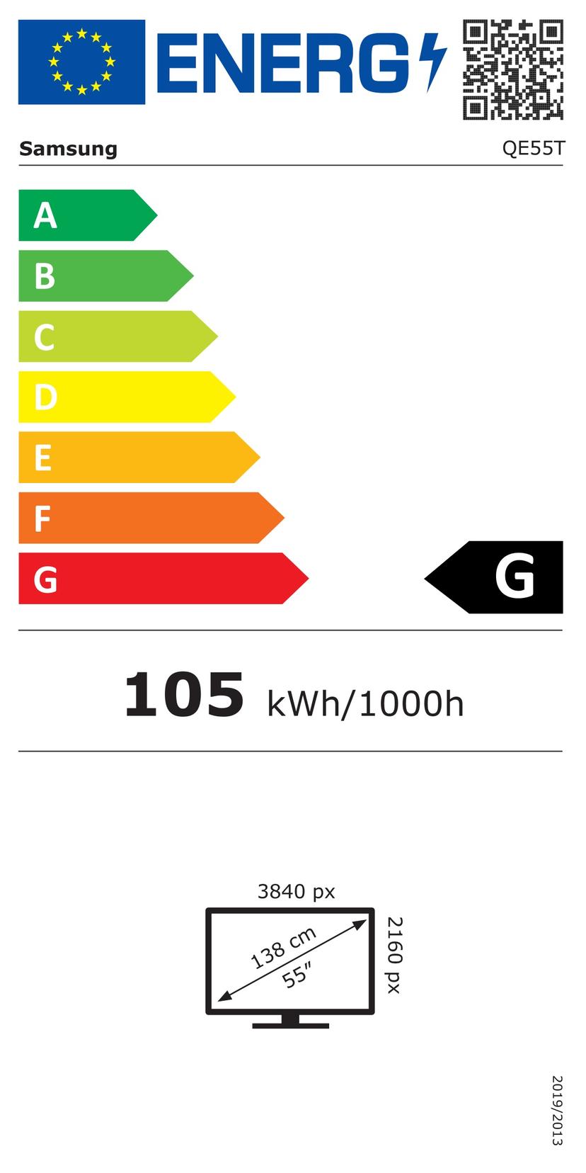 Samsung QE55T 16/7 - (Fyndvara klass 2) 55" 300cd/m² 3840 × 2160pixels