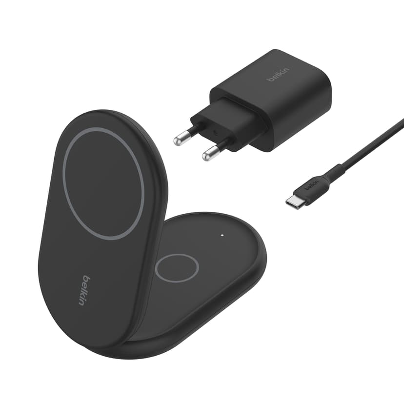 Belkin Magnetic 2-in-1 Stand Qi2 Svart 1.5m