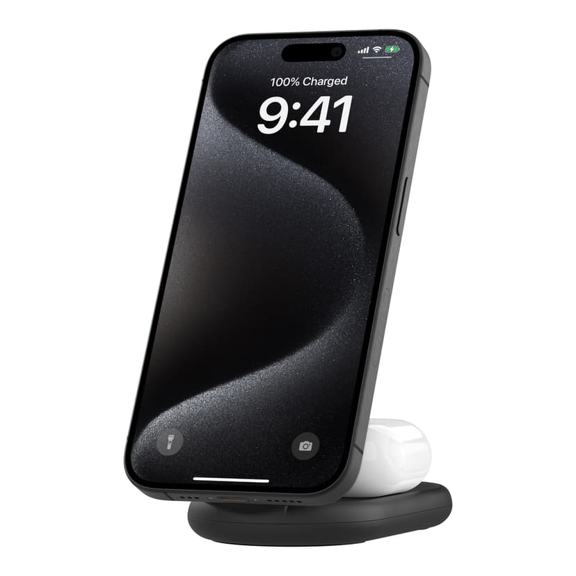 Belkin Magnetic 2-in-1 Stand Qi2 Svart 1.5m
