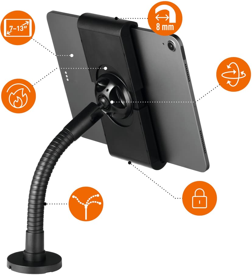 Durable Tablet Holder Tough Wall/Table 7"-13"