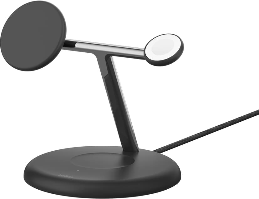 Belkin 3-in-1 Qi2 15W Magnetic Adjustable Charging Stand Musta
