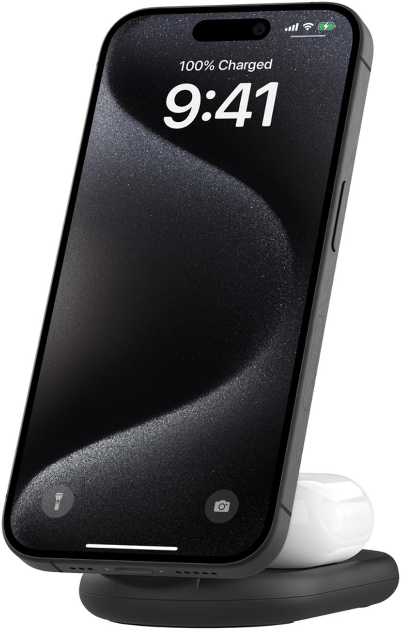 Belkin Magnetic 2-in-1 Stand Qi2 Svart 1.5m