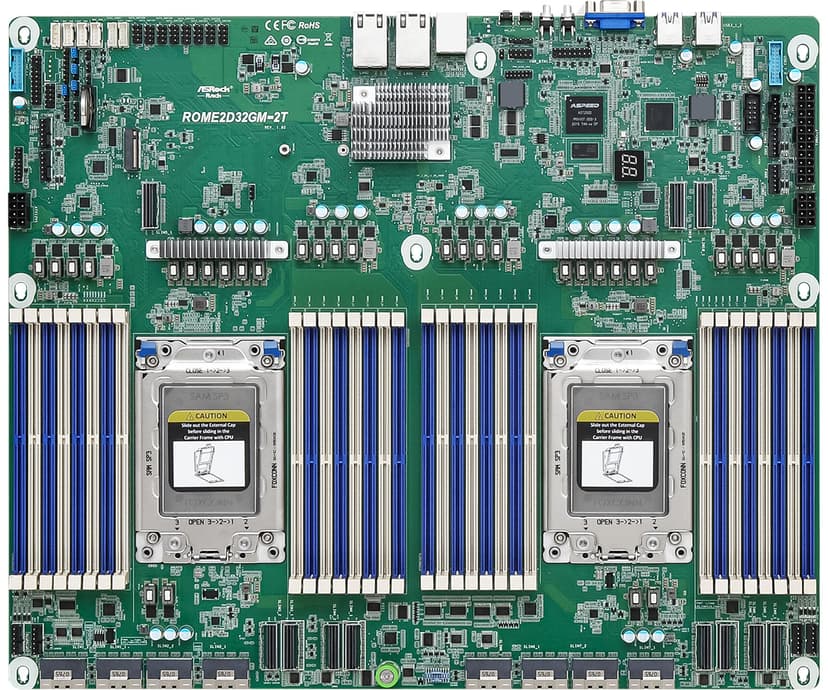 ASRock RACK MB ROME2D32GM-2T (BULK PACKAGE) Dual Socket SP3 (LGA 4094) Proprietary Serverhovedkort