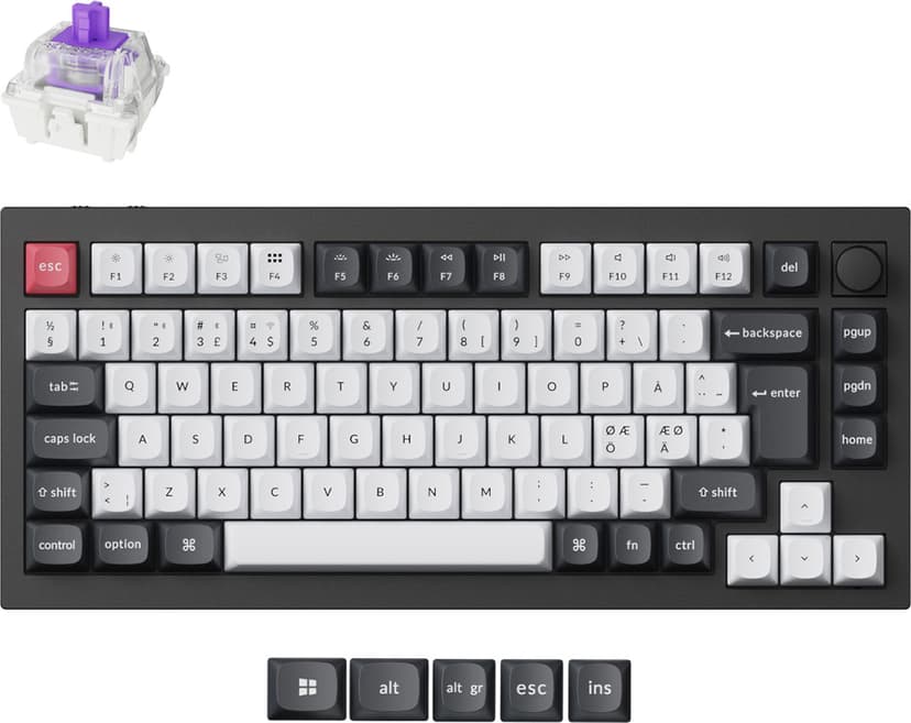 Keychron Q1 HE 75% Kablet og trådløs Gateron Double-Rail Magnetic Nebula Nordisk