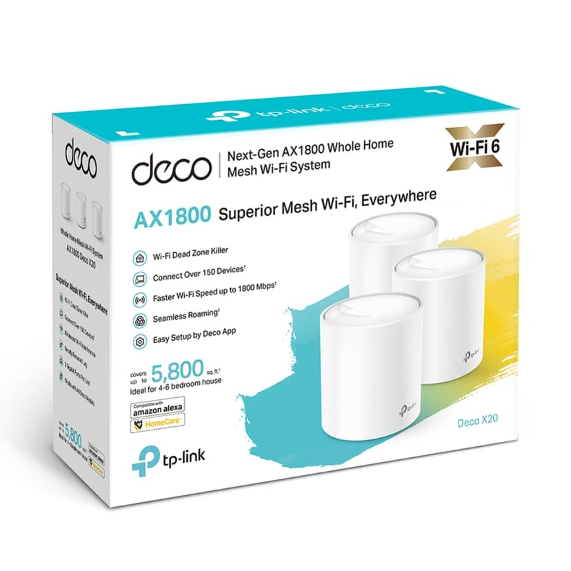 TP-Link Deco X20 (3-pack) Dual-band (2,4 GHz / 5 GHz) Wi-Fi 5 (802.11ac) Vit 2 Intern