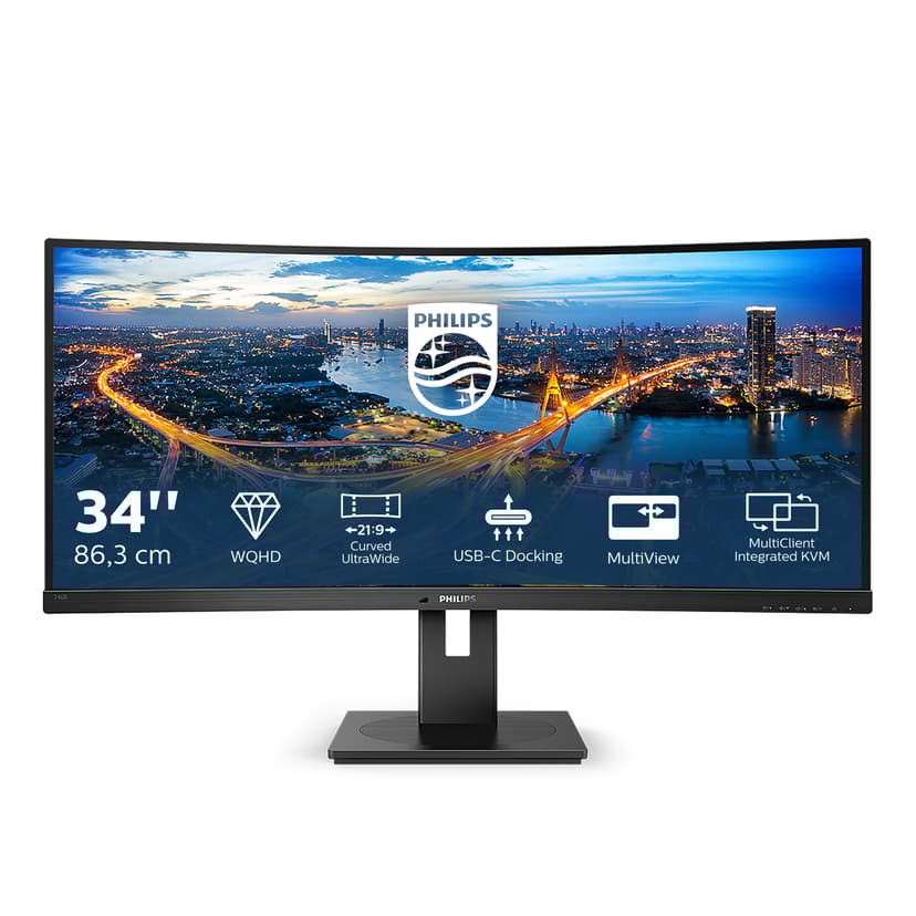 Philips B Line 346B1C/00 computer monitor 86,4 cm (34") 3440 x 1440 Pixels Quad HD LCD Zwart 34" 3440 x 1440pixels VA 21:9 100Hz