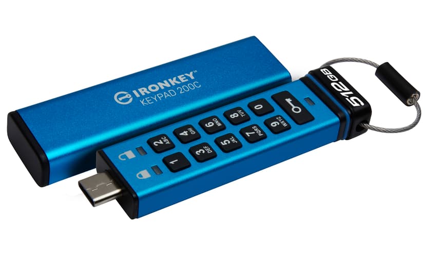 Kingston IronKey KeyPad 200 512GB USB-C Sininen