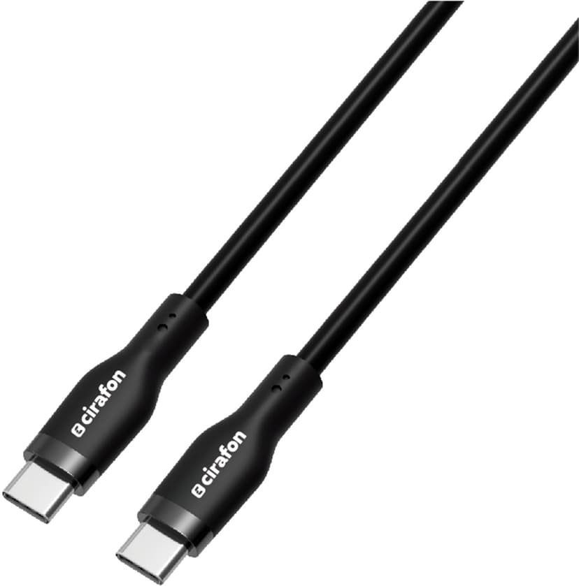 Cirafon USB-C 240w opladerkabel i silikone - hurtig opladning og fleksibilitet 2m USB-C USB-C Sort