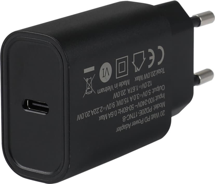 Cirafon 20W USB-C hurtigoplader Sort