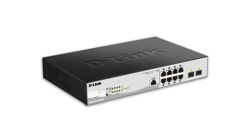 D-Link DGS-1210-10P/ME/E nätverksswitchar hanterad L2/L3 Gigabit Ethernet (10/100/1000) Strömförsörjning via Ethernet (PoE) stöd Svart, Grå