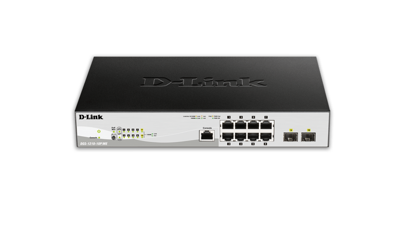 D-Link DGS-1210-10P/ME/E nätverksswitchar hanterad L2/L3 Gigabit Ethernet (10/100/1000) Strömförsörjning via Ethernet (PoE) stöd Svart, Grå