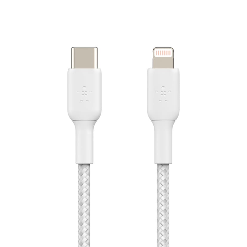 Belkin Lightning To USB-C Cable Braided 1m Hvit