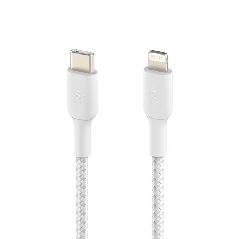 Belkin Lightning To USB-C Cable Braided 1m Hvid
