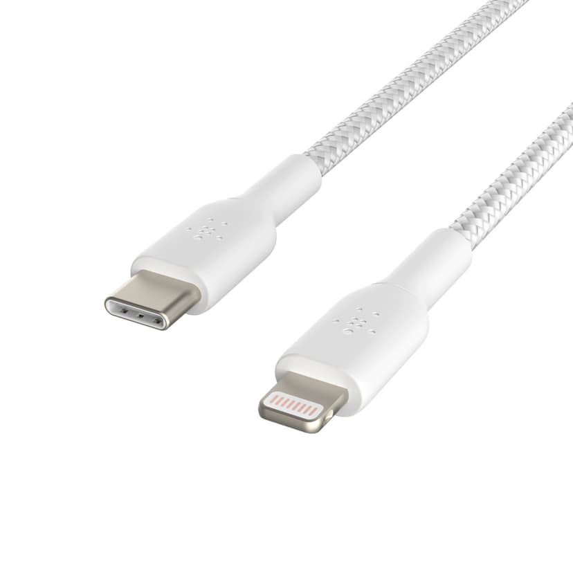 Belkin Lightning To USB-C Cable Braided 1m Hvit