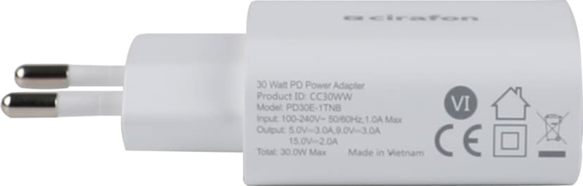 Cirafon 30W USB-C Snabbladdare Svart