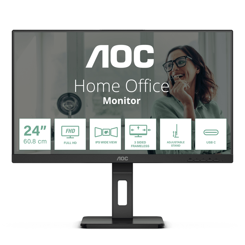 AOC 24P3CV LED display 60,5 cm (23.8") 1920 x 1080 pikseliä Full HD musta 23.8" 1920 x 1080pixels IPS 16:9 75Hz