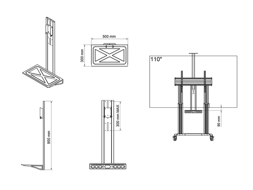 Multibrackets M Motorized Public Floorstand Shelf Dual Pillar 180 HD
