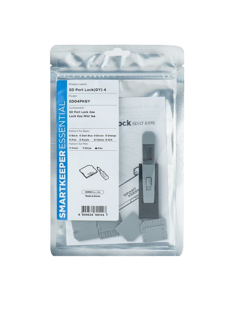 SMARTKEEPER Port Blocker SD-Card 4kpl Harmaa